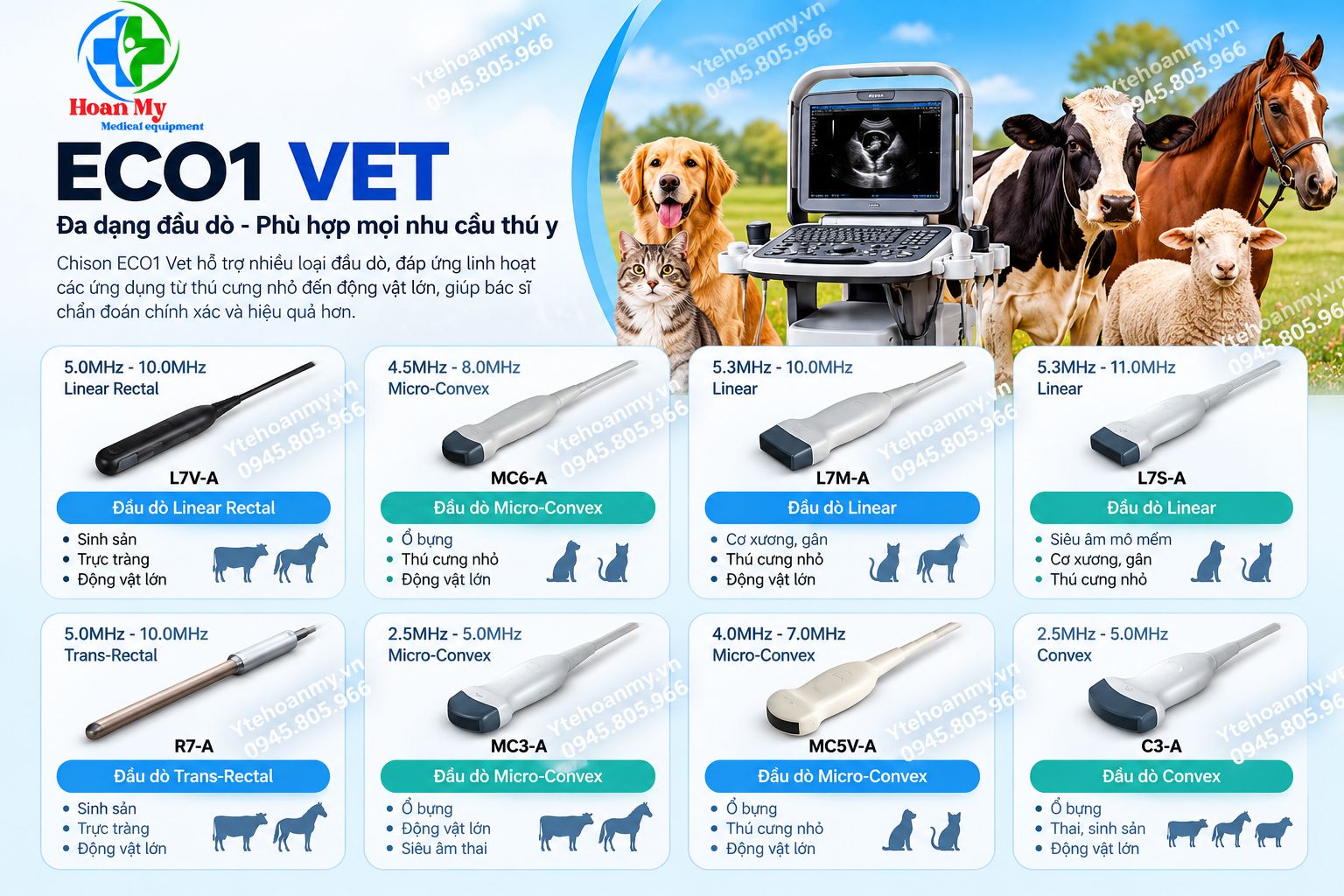 Máy siêu âm Chison ECO1 Vet chính hãng | Siêu âm thú y xách tay