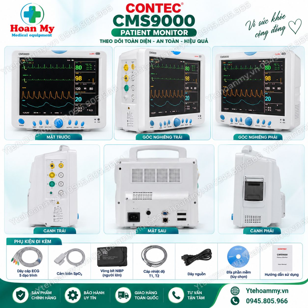 Monitor theo dõi bệnh nhân Contec CMS9000. FDA Mỹ