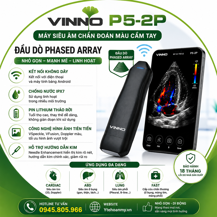 Máy siêu âm cầm tay chẩn đoán màu VINNO P5-2P