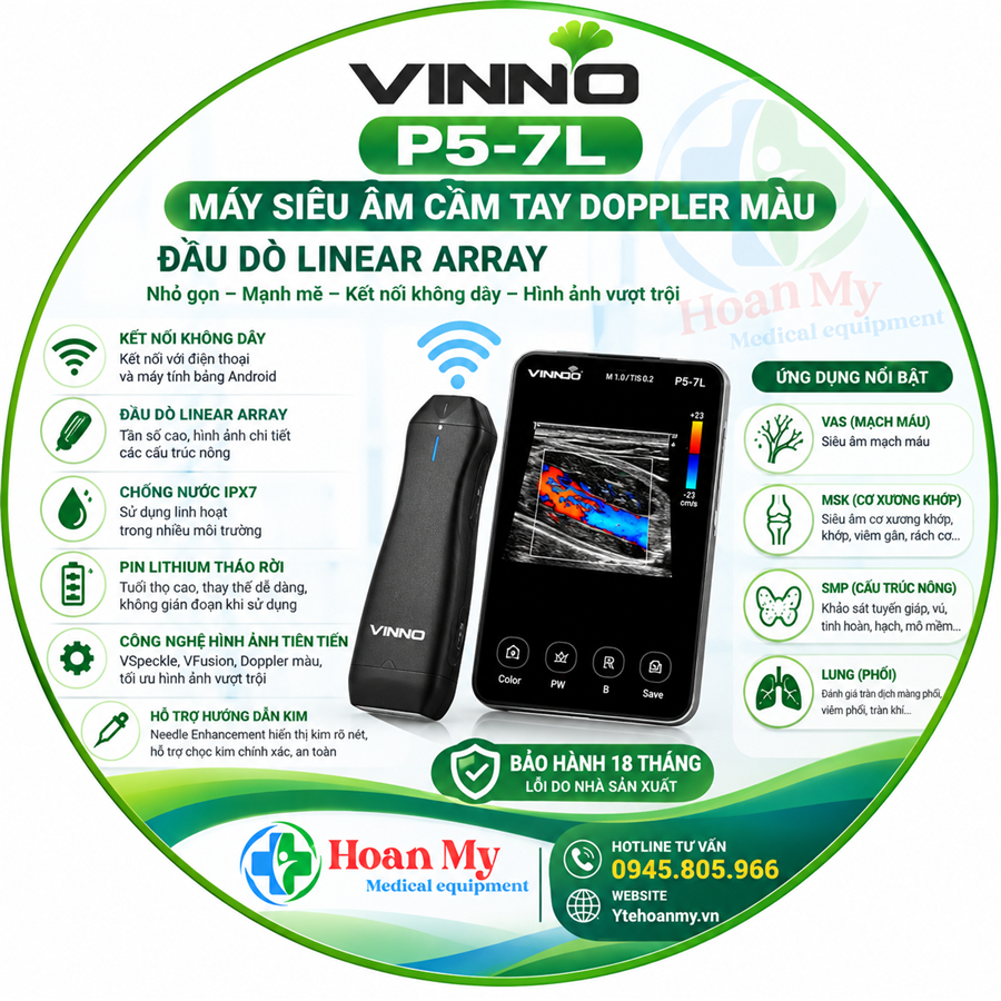 Máy siêu âm cầm tay doppler màu VINNO P5-7L