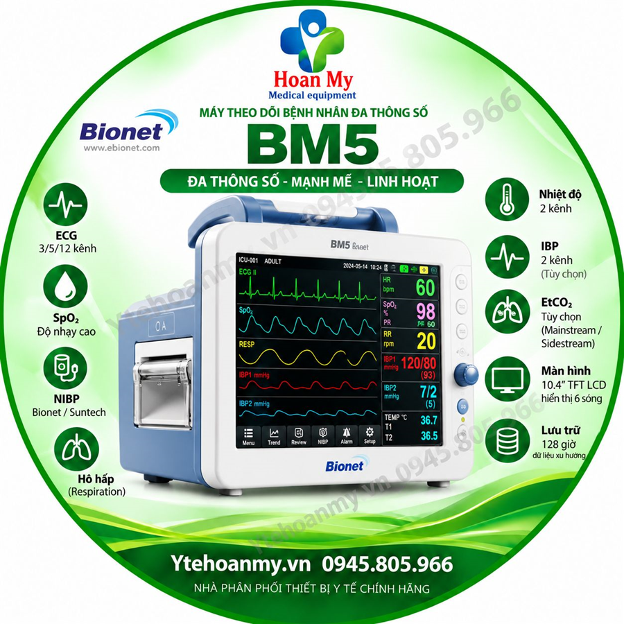 Monitor theo dõi bệnh nhân Bionet BM5