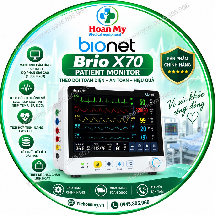 Monitor theo dõi bệnh nhân Bionet Brio X70